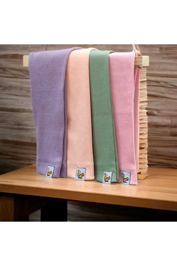 Детские леггинсы для девочек из футера 4-пак Bebeğime Çorap, Pink-Mint-Salmon-Lilac