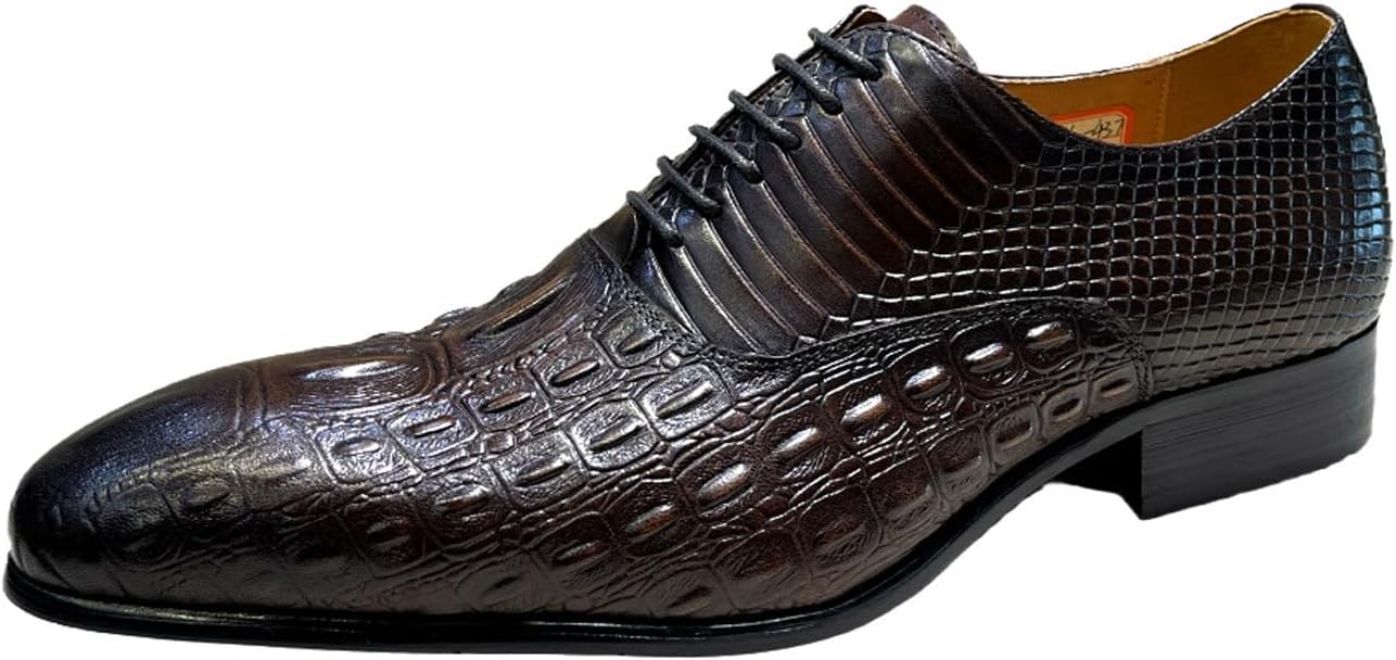 

Мужские туфли Santimon из натуральной кожи - стильные удобные туфли на шнуровке для бизнеса, выпускного, свадеб и офиса, Coffee