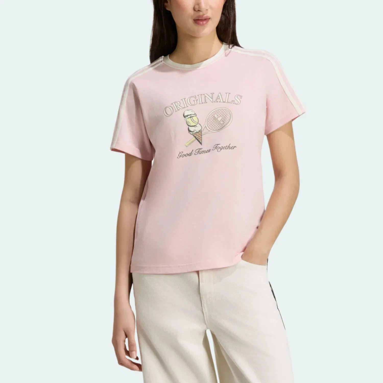 Женская футболка с круглым вырезом Adidas Originals, Light Pink — фото 4