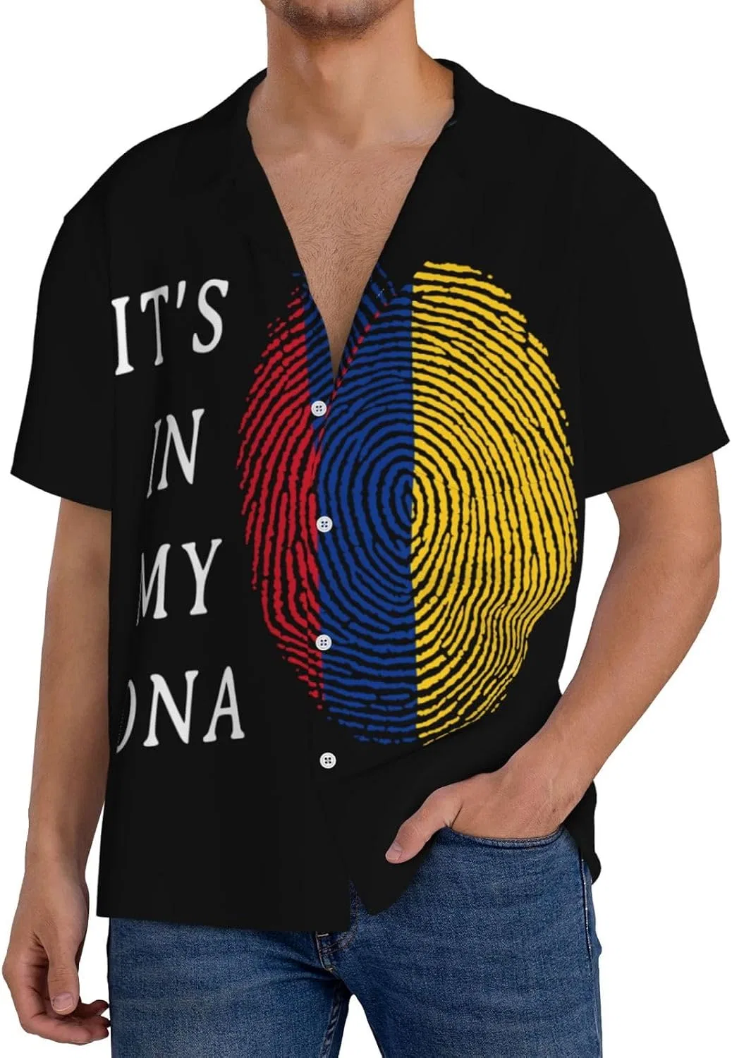 Мужская свободная рубашка с коротким рукавом Cuba Collar, Black