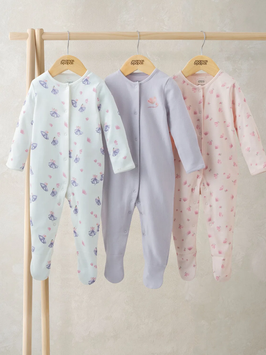 Комплект боди с длинным рукавом, 3 шт, Ballerina Mamas & Papas, розовый