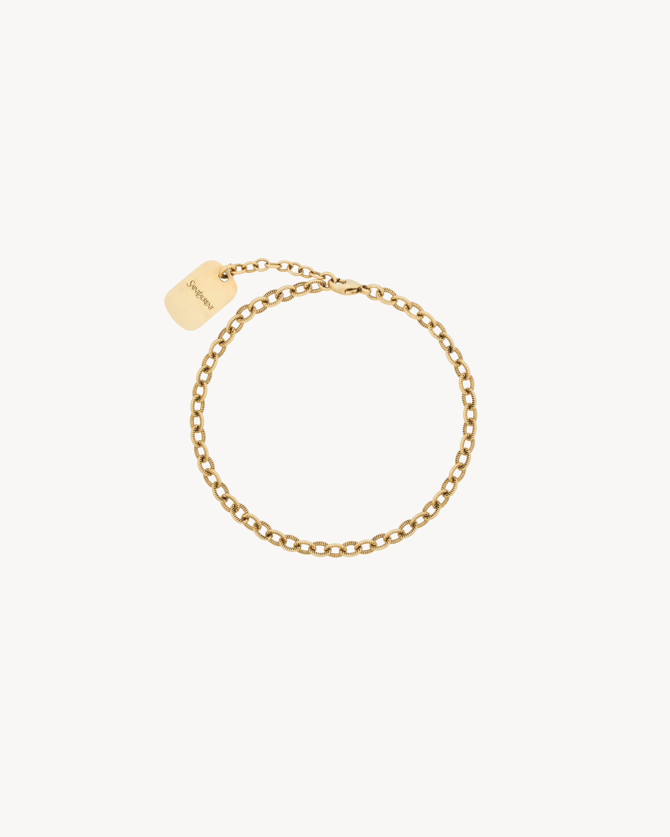 

Металлический браслет-цепочка с рифлением SAINT LAURENT, золотой