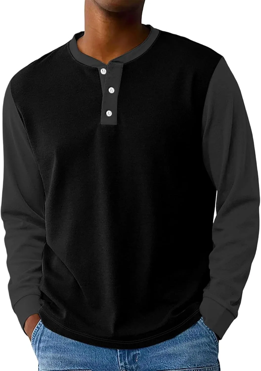 Мужская футболка с длинным рукавом реглан Color Block, Black