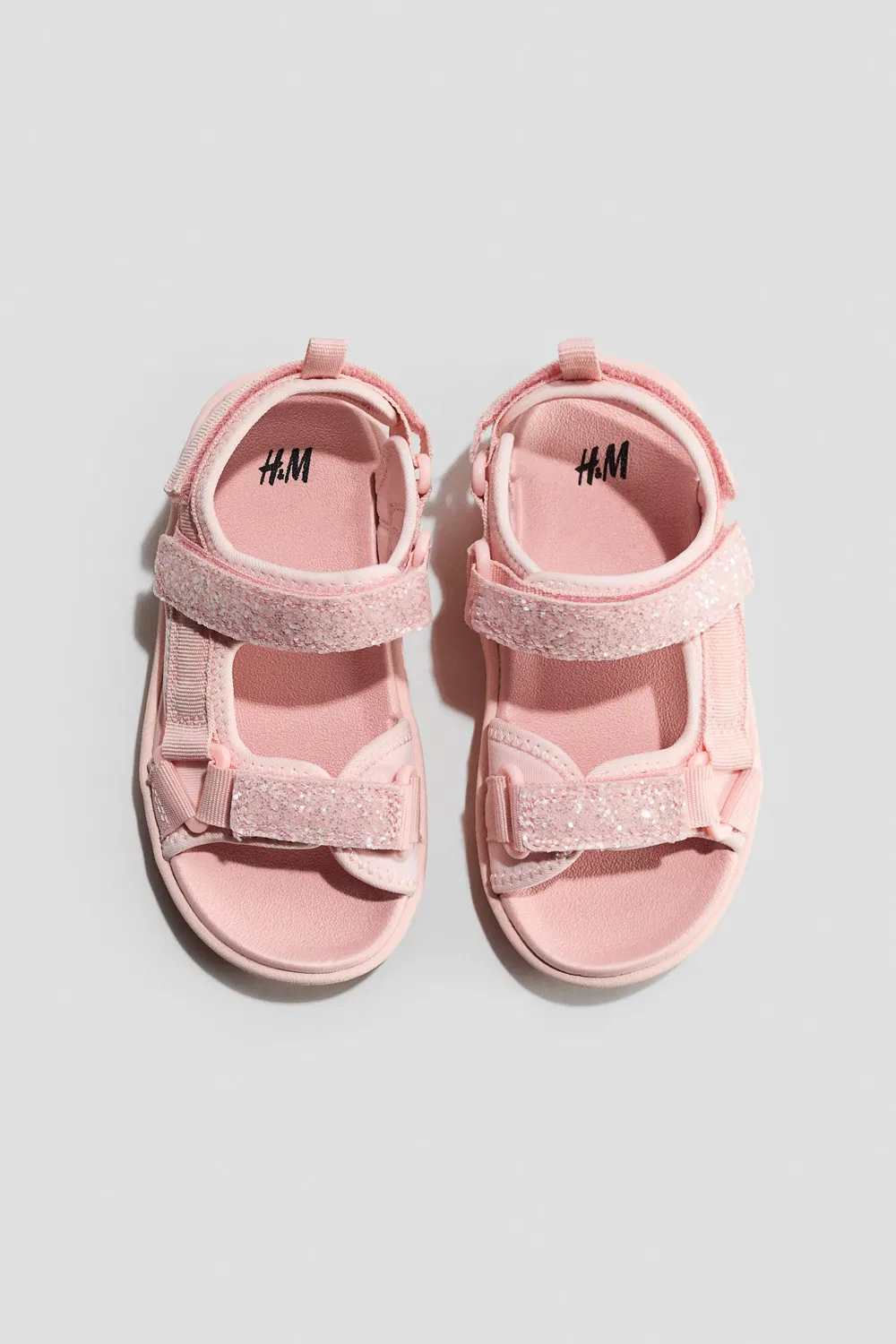 Детские сандалии на липучках Scuba H&M, Light Pink/Glittery — фото 3