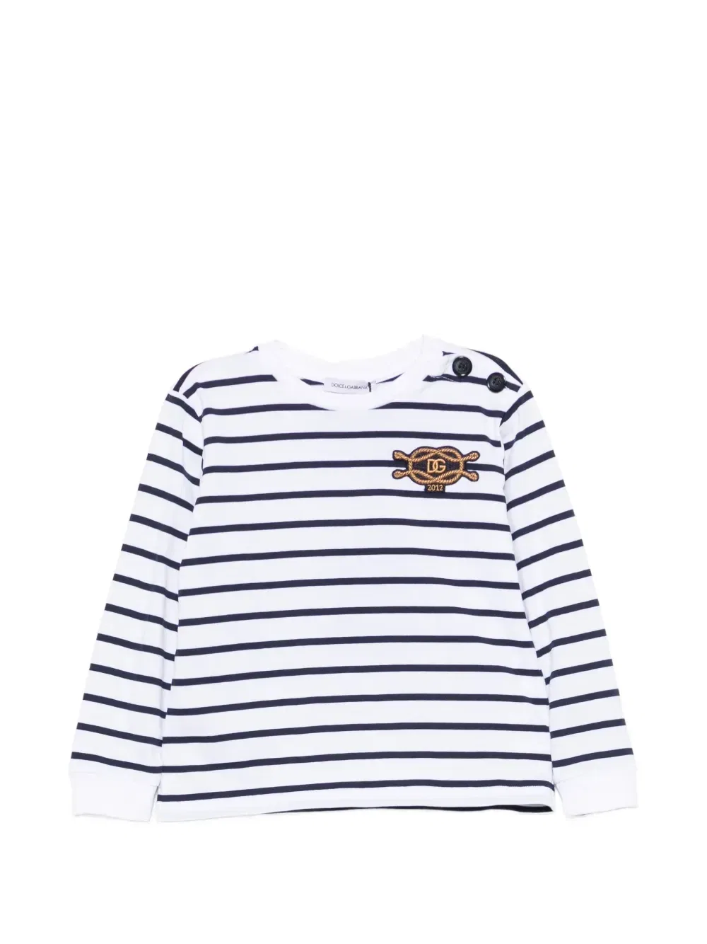 Полосатая футболка с пуговицами Dolce & Gabbana Kids, белый
