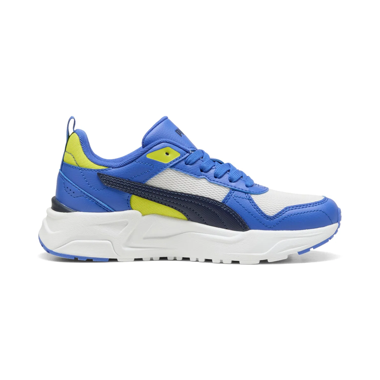 Детские кроссовки на шнуровке с мягкой амортизацией PUMA Trinity 2 LT JR, Feather Gray-PUMA Navy-Royal Sapphire — фото 3