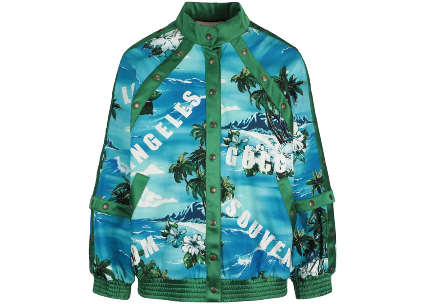 Женская куртка-бомбер с принтом Palm Tree Gucci, Light Blue