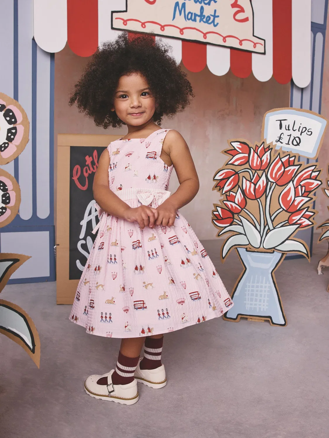 Платье принт Tennis Ditsy, модель Bow Front Prom, бренд Cath Kidston, розовый — фото 3