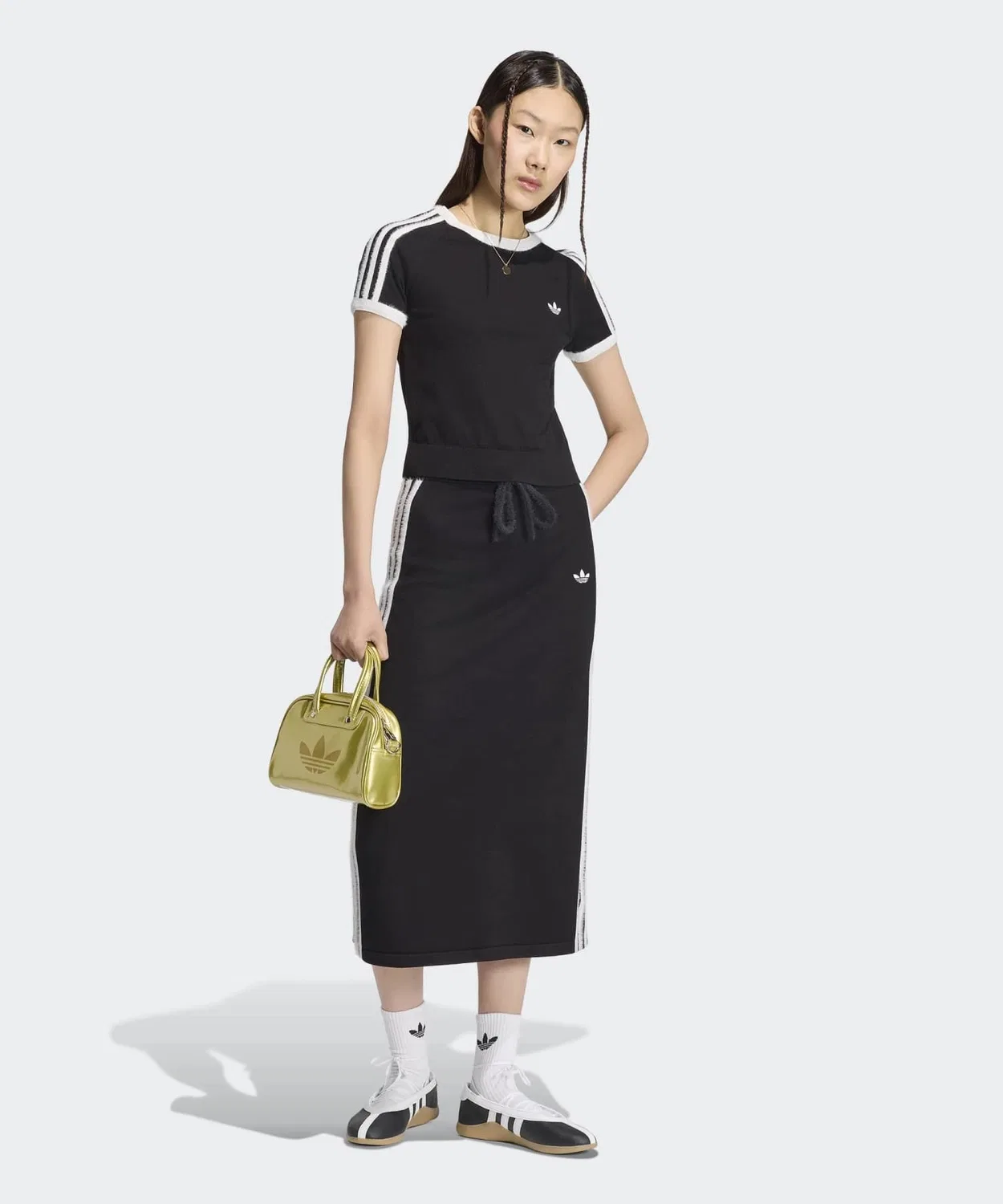 Женская футболка с коротким рукавом Knit T-Shirt Adidas Originals, Черный — фото 4