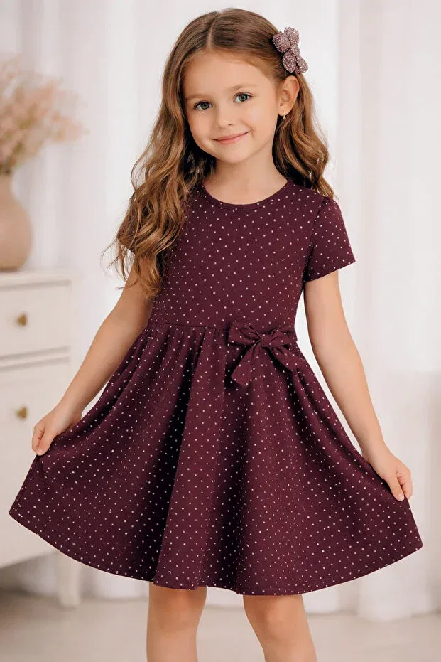 Детское платье для девочек с принтом горошек Deco Kids Wear, Burgundy