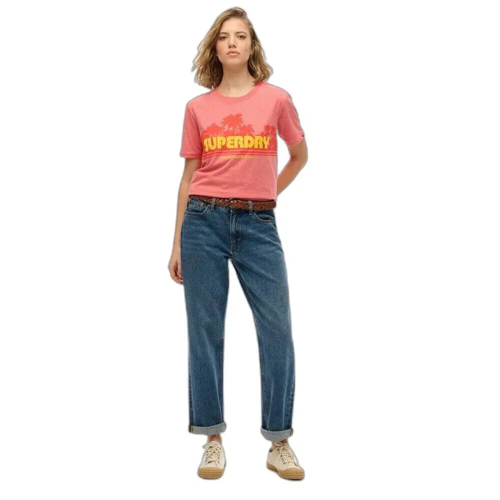 Женская полосатая футболка Superdry, Rot Korallenrosa — фото 2