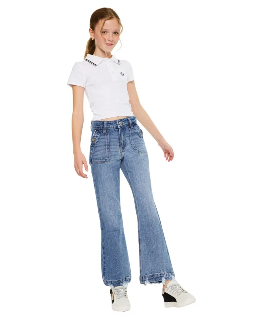 Джинсы с высокой посадкой, расклешенные, Sherri KanCan, Medium Wash