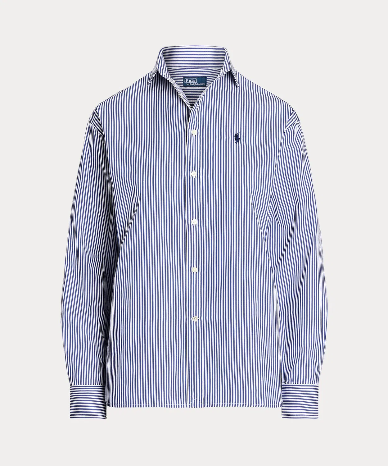 Женская хлопковая рубашка с длинным рукавомStripe Cotton Shirt POLO RALPH LAUREN, Blue — фото 2