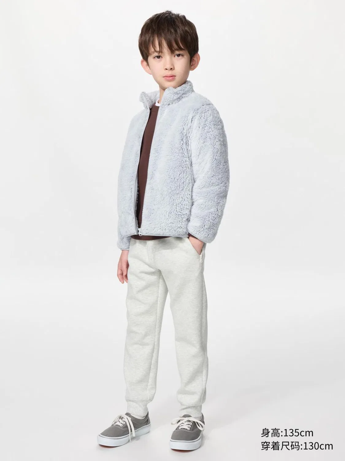 Детская куртка на молнии из длинноворсового флиса с длинным рукавом Uniqlo, светло-зеленый — фото 3
