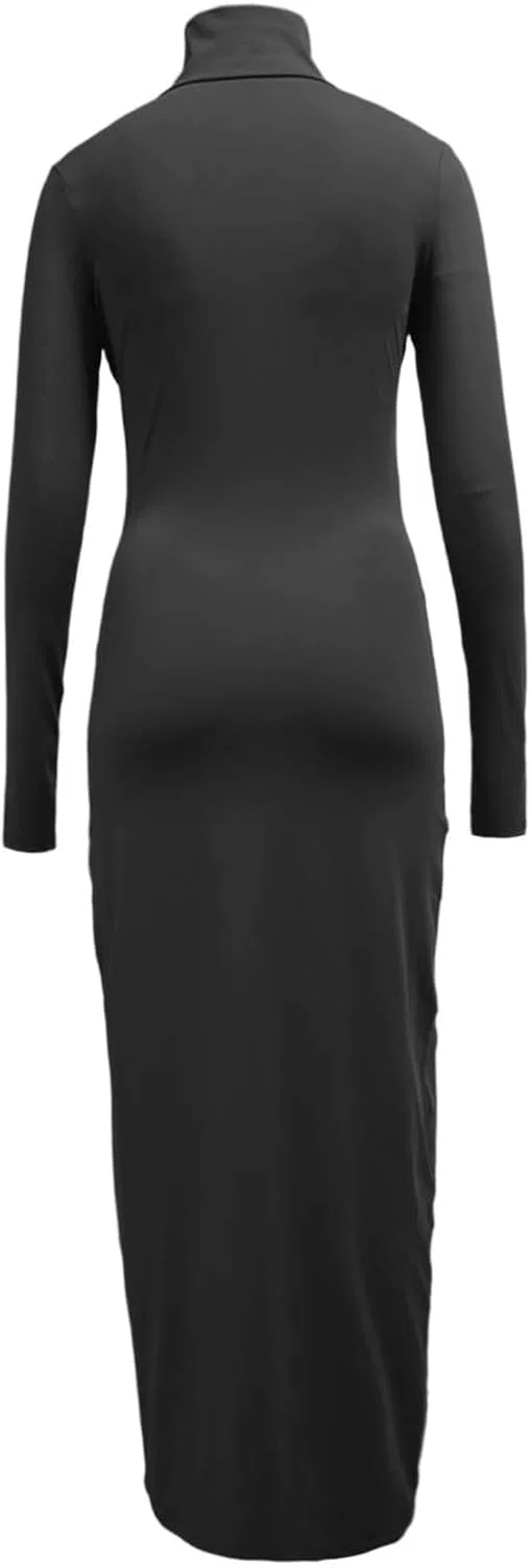 Женское облегающее платье с длинным рукавом Bodycon, Black — фото 4