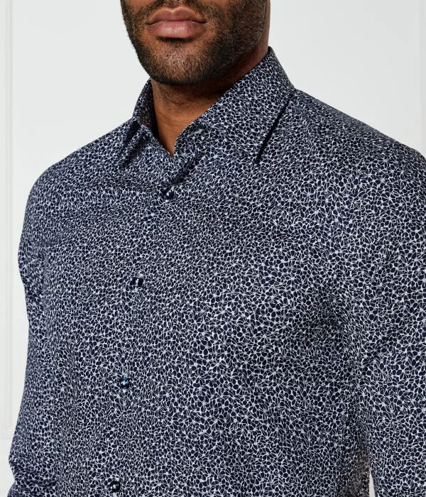 Мужская рубашка с длинным рукавом slim fit H-Hank-Kent-C1-214 Slim Fit Stretch BOSS, Blu Marino — фото 4