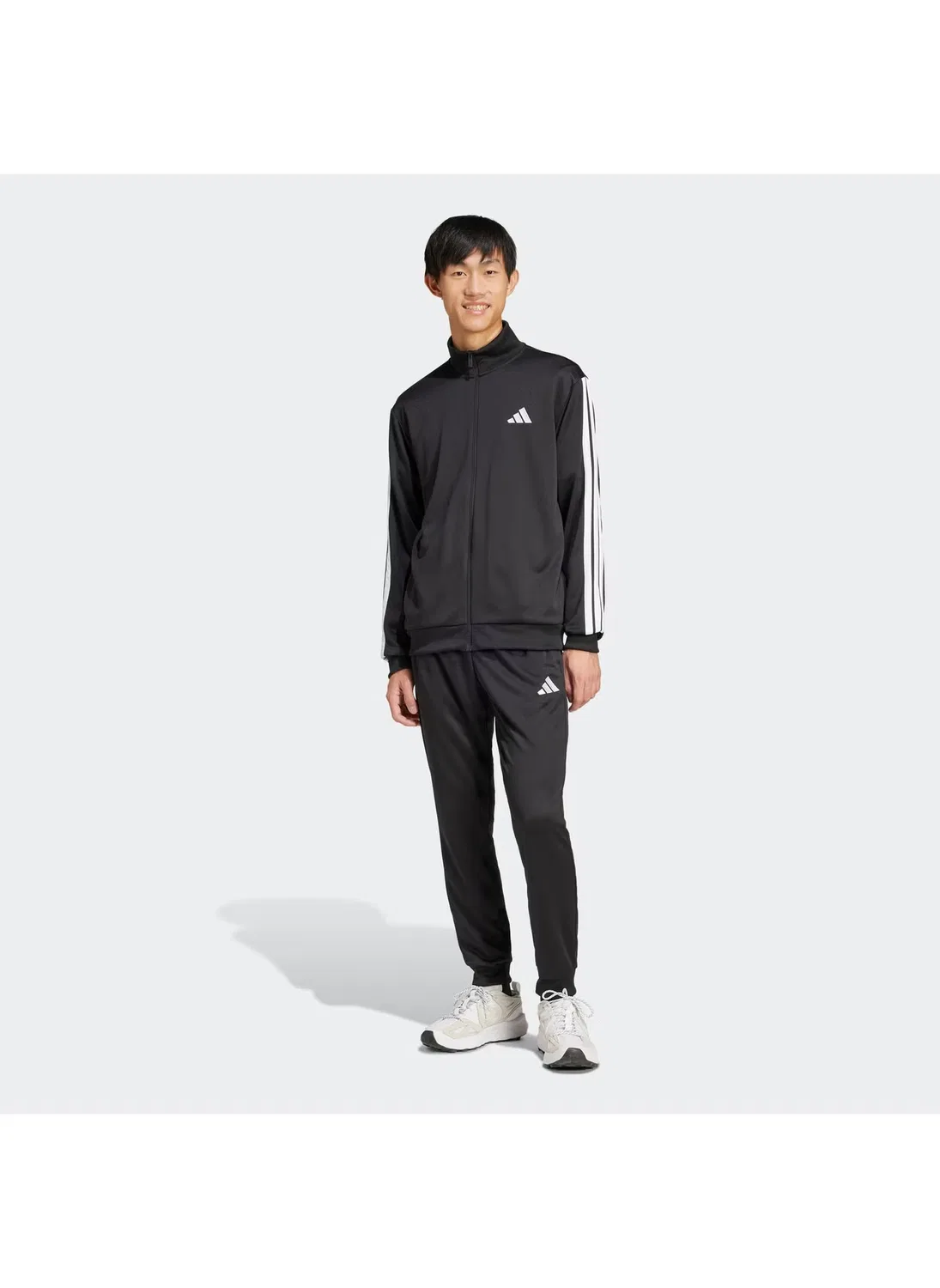 Спортивный костюм из футера с длинным рукавом 3-Stripes Adidas, черный