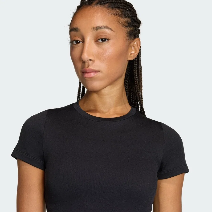 Женская футболка с коротким рукавом Workout Essentials Knit Baby Tee adidas, Черный — фото 4