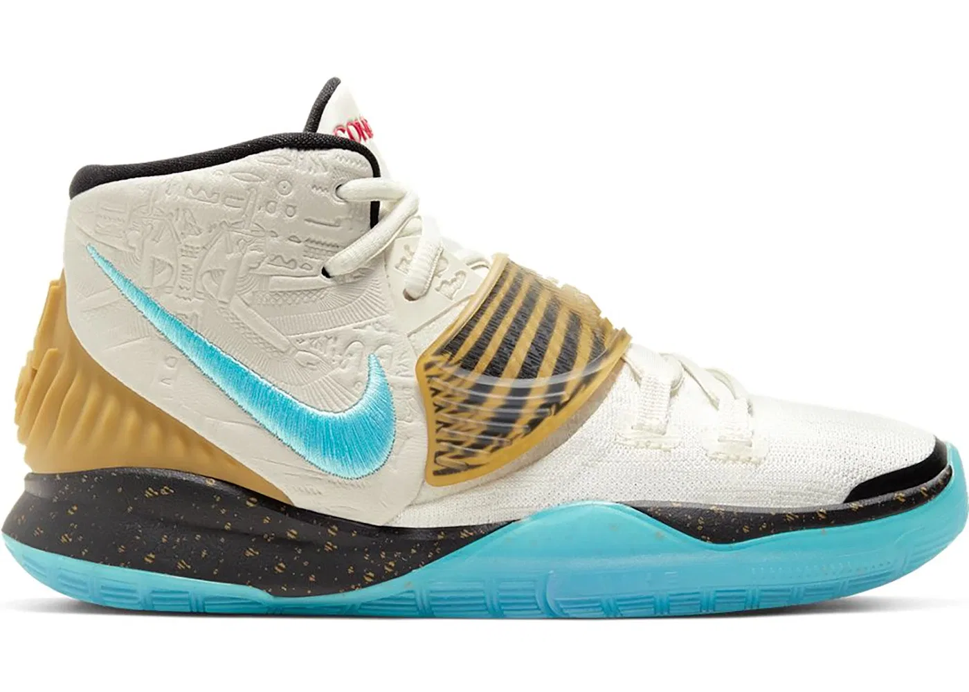 Детские кроссовки для мальчиков с принтом Nike Kyrie 6 Concepts Golden Mummy, Sand/Teal-Metallic Gold