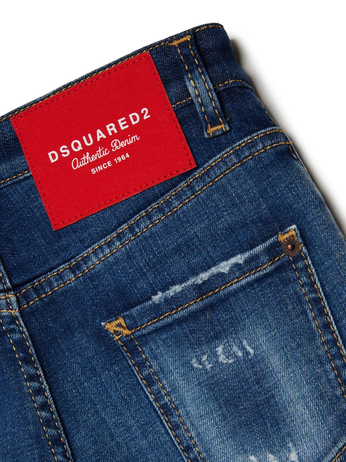 Джинсы прямого кроя с эффектом потертостей DSQUARED2, синий — фото 2