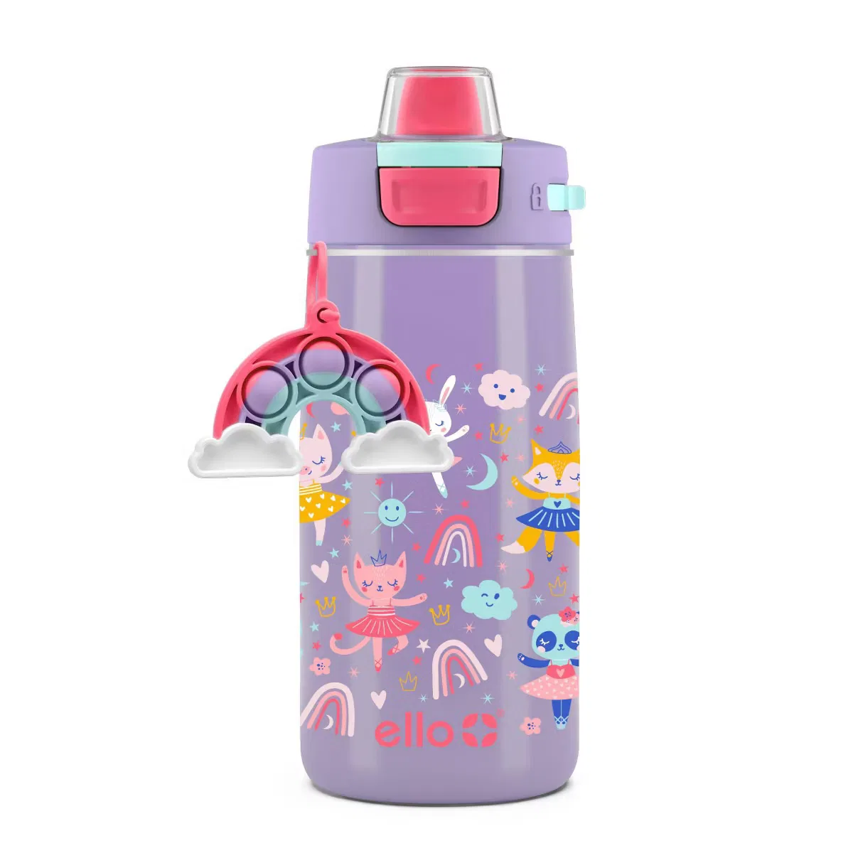 Детская бутылка для воды 350 мл из нержавеющей стали с трубочкой Colby Pop! Ello, Purple