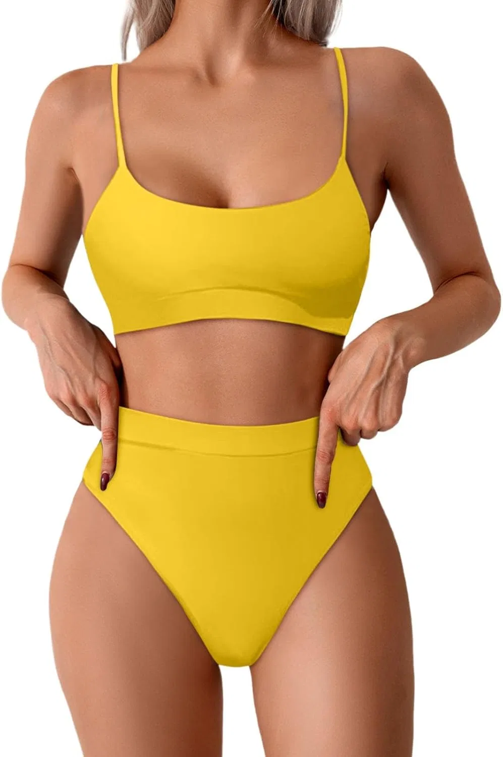Женский спортивный бикини с контролем живота Color Block, Yellow