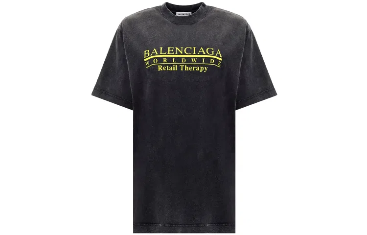 Женская футболка с принтом Worldwide Logo Balenciaga, Black Gray