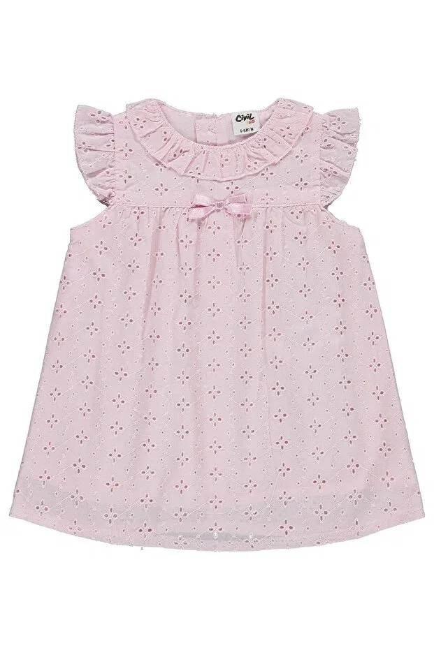 Детское платье для девочек с вышивкой 6-18 месяцев Civil Baby, Powder Pink