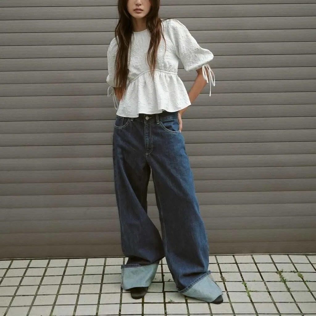 Женская рубашка с круглым вырезом Light Gray ZARA, Светло-серый — фото 4