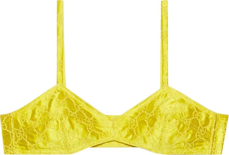 

Топ Gucci GG Embroidered Silk Top Lemon Yellow