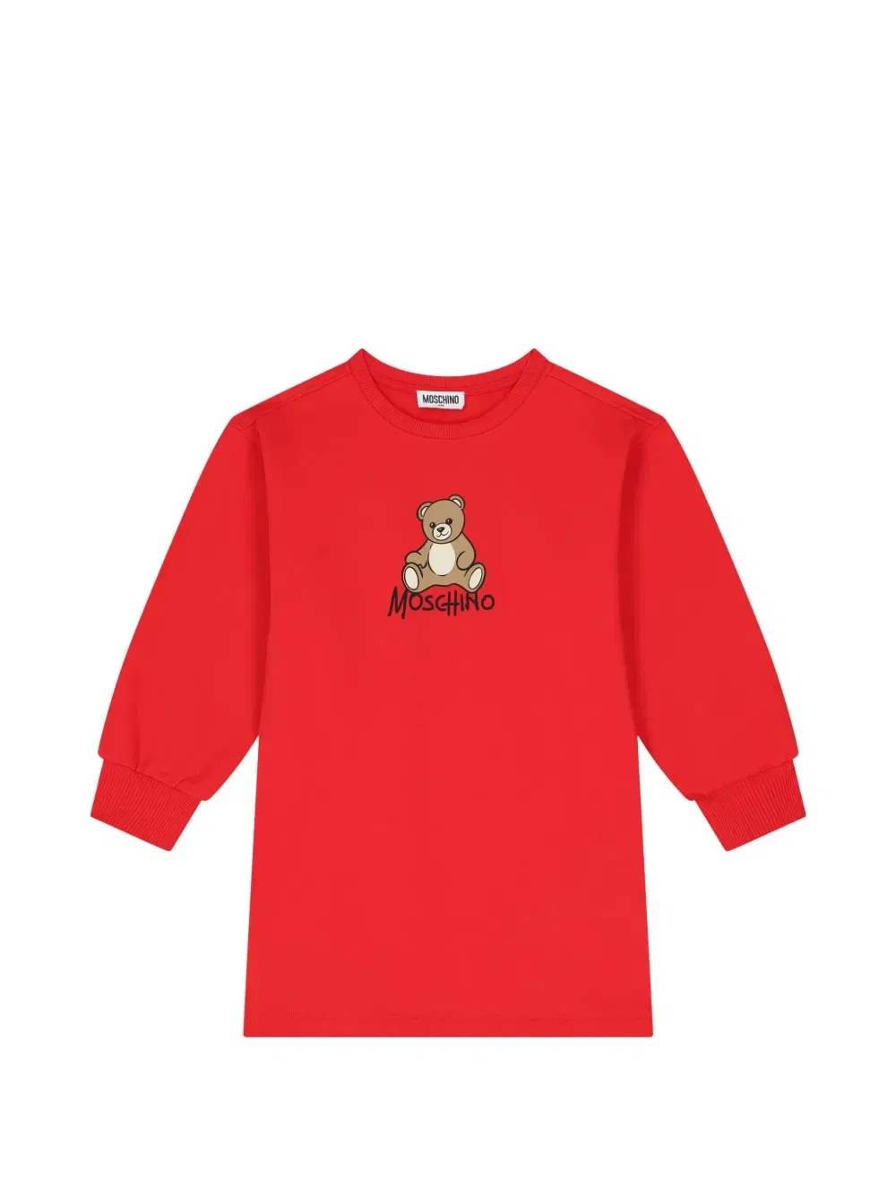 Платье Teddy Bear с длинными рукавами Moschino Kids, красный