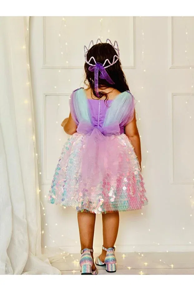 Детское платье для девочек с пайетками Hly Karol Tasarım, Lilac — фото 4