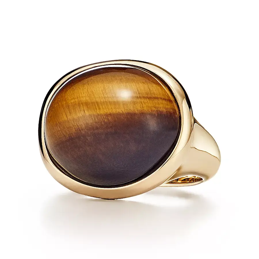 

Кольцо Tiffany & Co. x Elsa Peretti Cabochon, золото/тигровый глаз