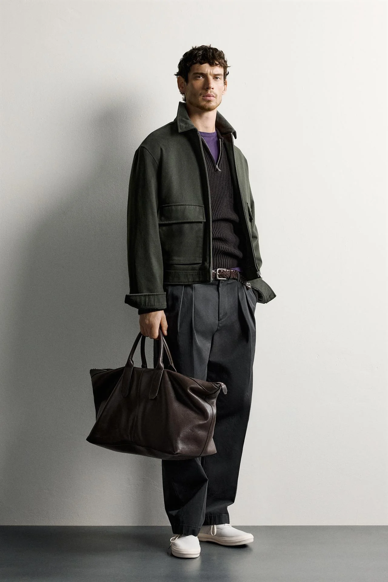 Куртка Zara с утеплителем из лиоцелла и хлопка, темный хаки — фото 3