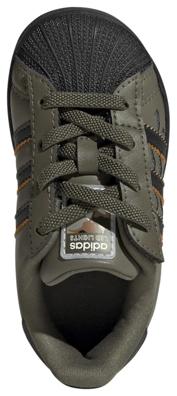 Детские кроссовки для мальчиков с LED-подсветкой Superstar adidas, Silver Pebble Olive Strata Core Black — фото 4