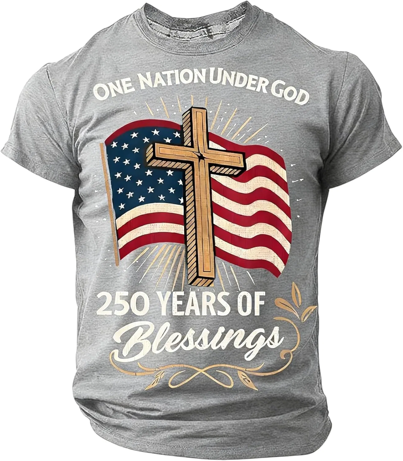 Мужская футболка с американским флагом 250 Anniversary, 1 - Gray
