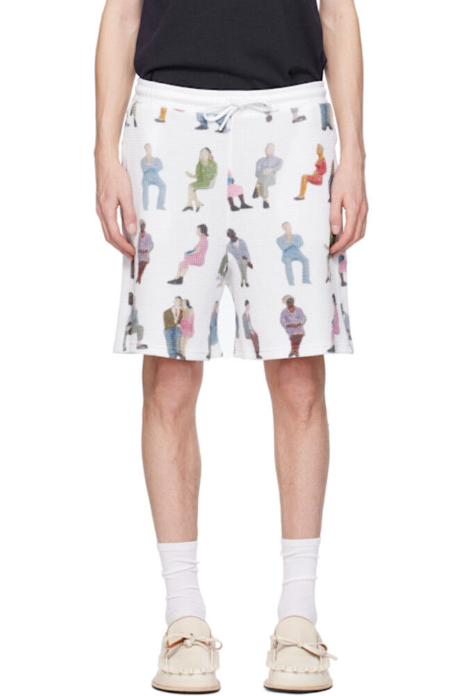 

Белые вафельные шорты с принтом JW Anderson