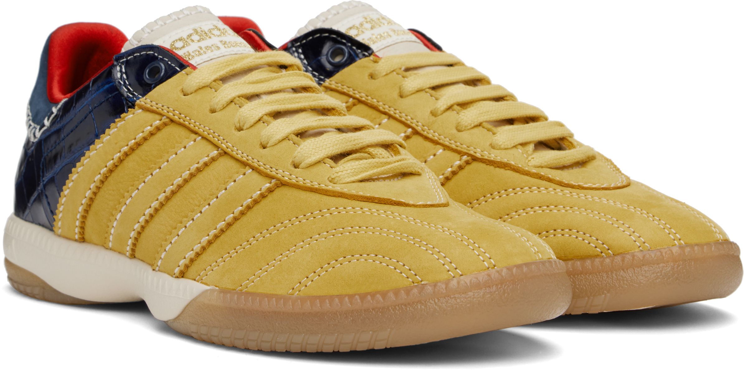 Кроссовки Adidas Originals Edition MN Samba желто-синего цвета Wales Bonner, St fade gold/St fade gold/Collegiate navy — фото 4