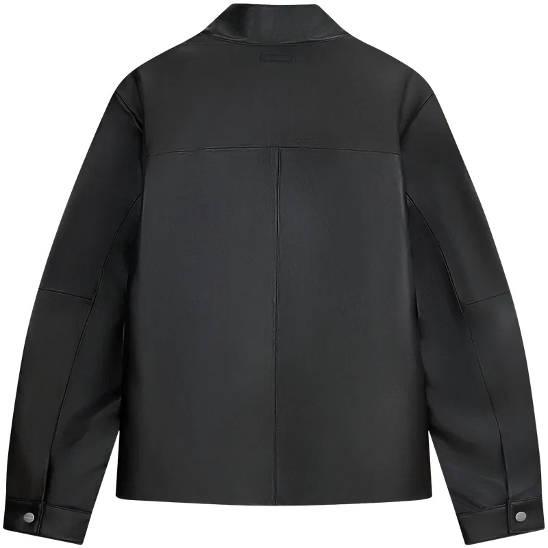 Мужская кожаная куртка с воротником-стойкой UB1 Space Black Calvin Klein, UB1-Space Black — фото 3