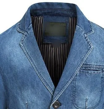 Мужское джинсовое пальто-блейзер Slim Lapel, светло-синий — фото 2