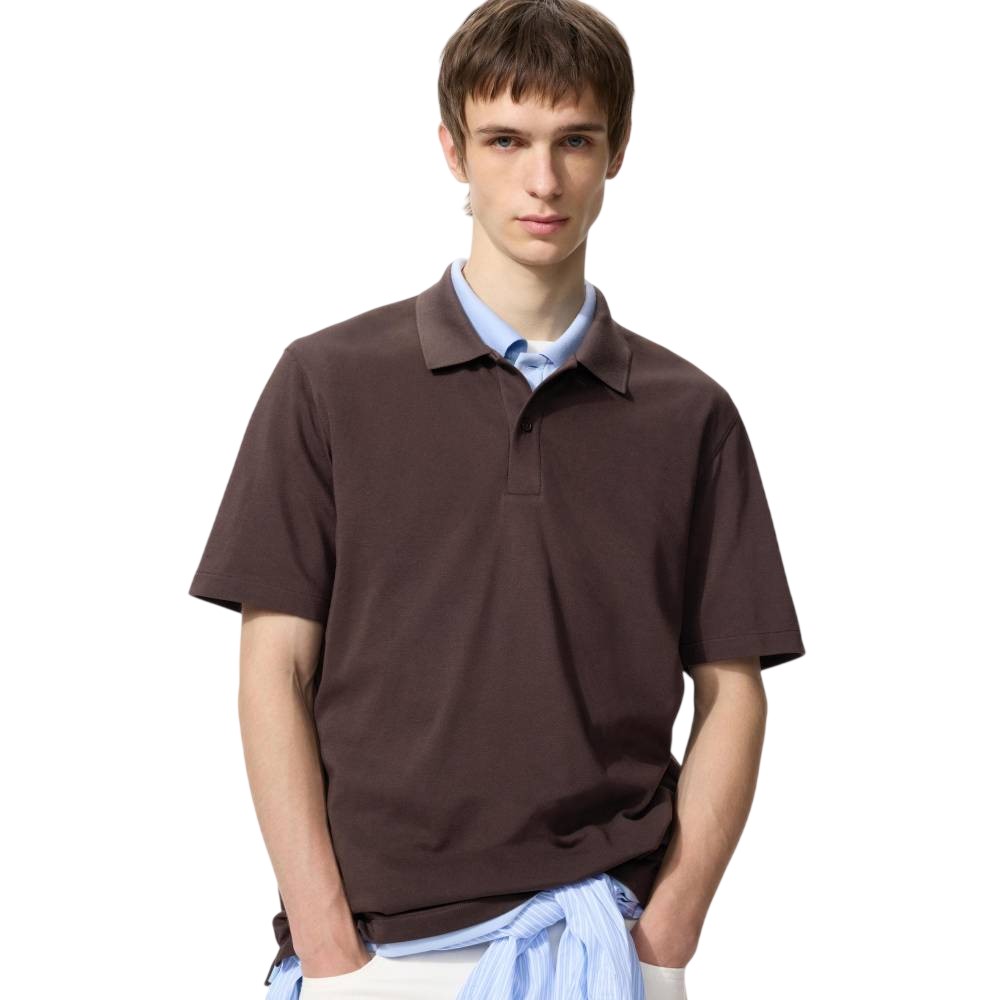 Футболка-поло Uniqlo AIRism Cotton Pique Unisex, 38 темно-коричневый