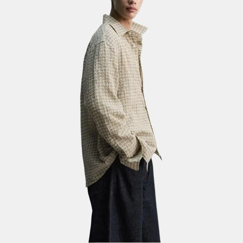 Мужская рубашка с лацканом Beige ZARA, Beige — фото 4