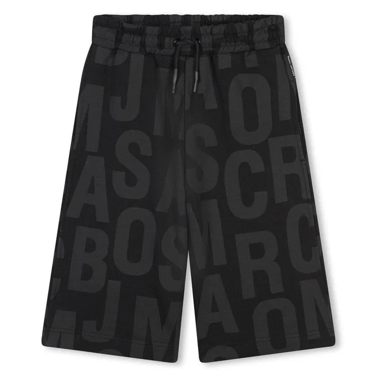 Шорты с принтом All-Over Monogram Little Marc Jacobs, Black