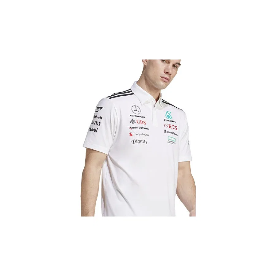 Мужское поло с коротким рукавом Mercedes-AMG Petronas Formula One Team adidas, Белый — фото 4