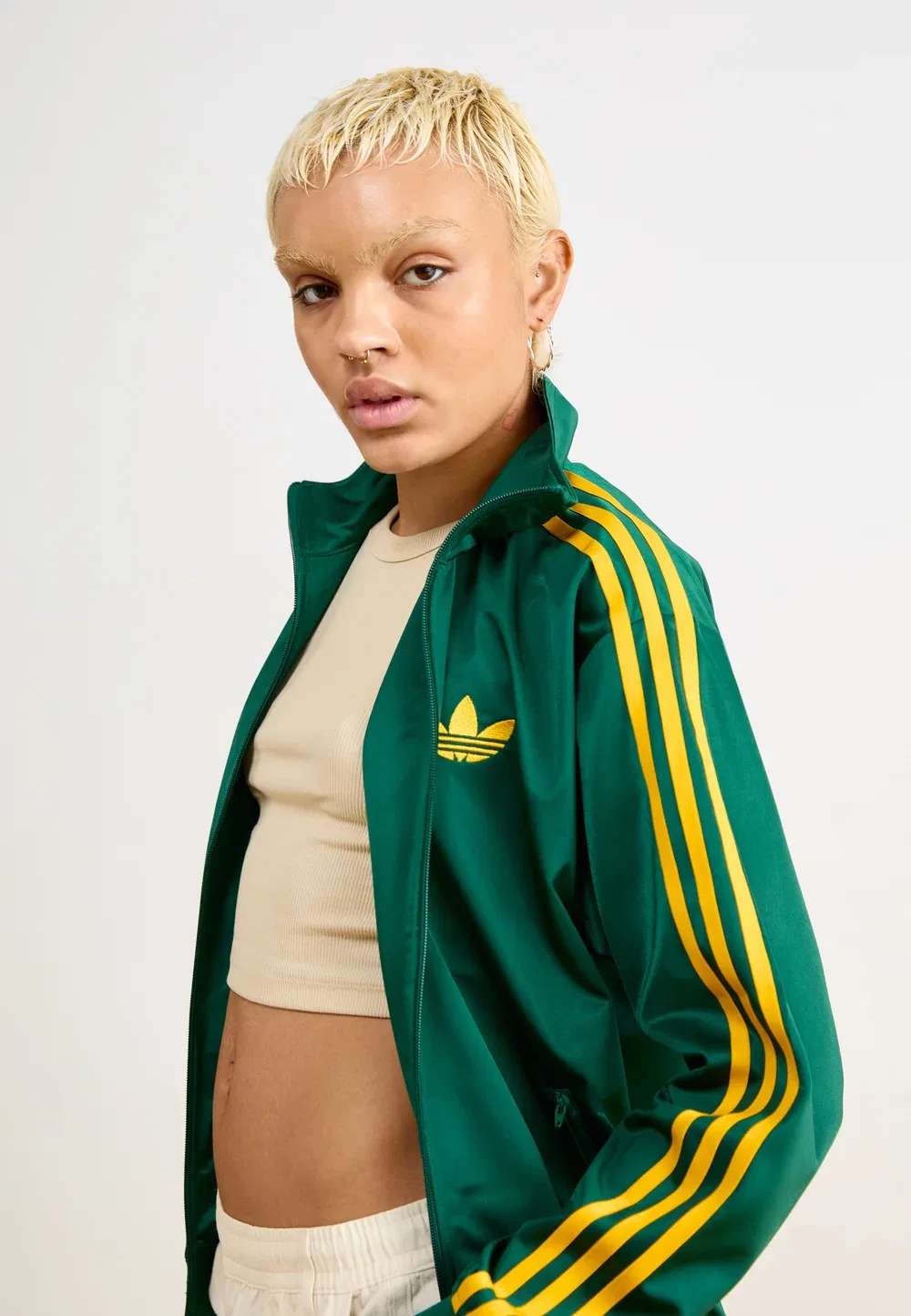 Firebird tt - тренировочная куртка Adidas Originals, Collegiate Green/Crew Yellow — фото 4