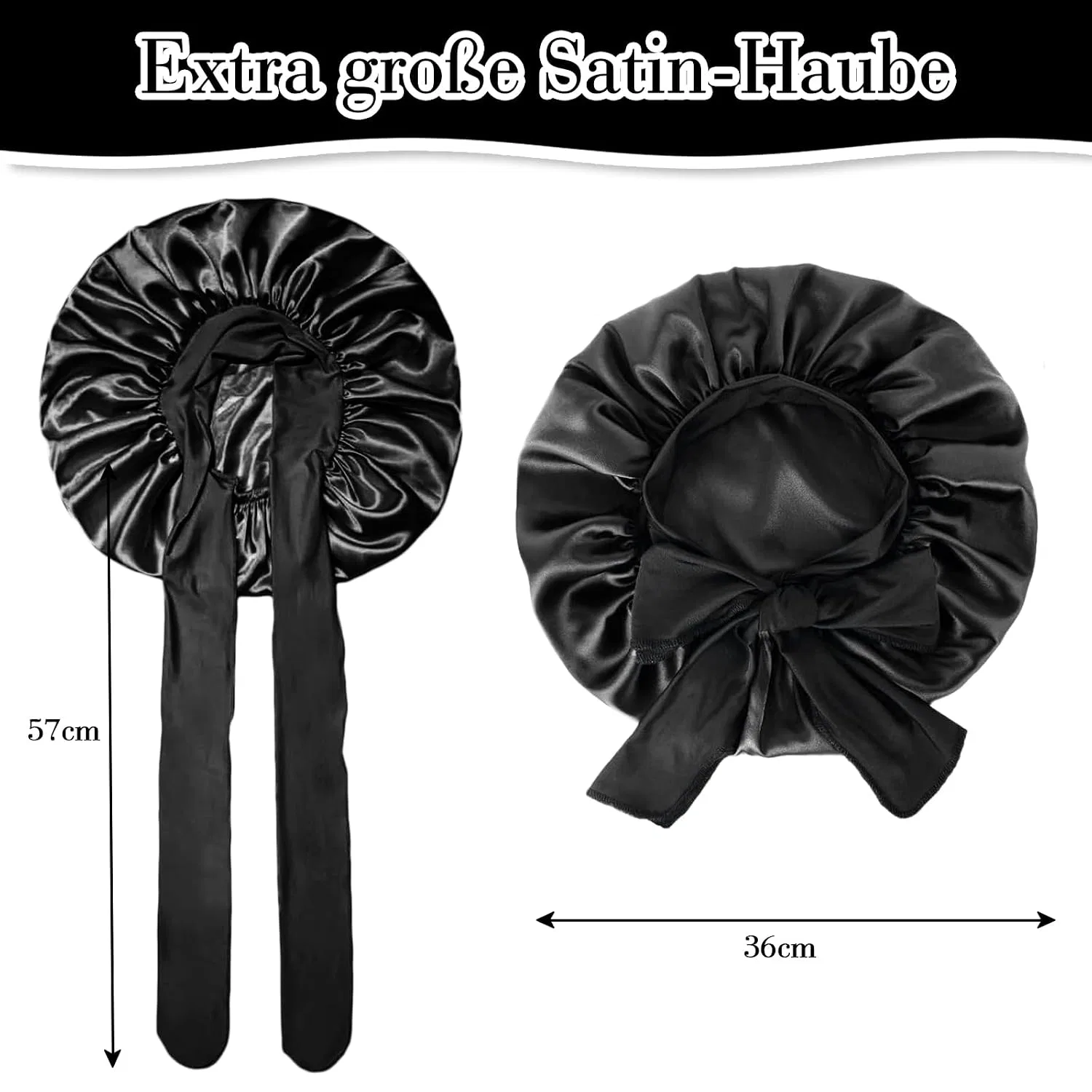 Шапочка для душа Satin Silk Sleep Cap, черный, NICECONE — фото 2