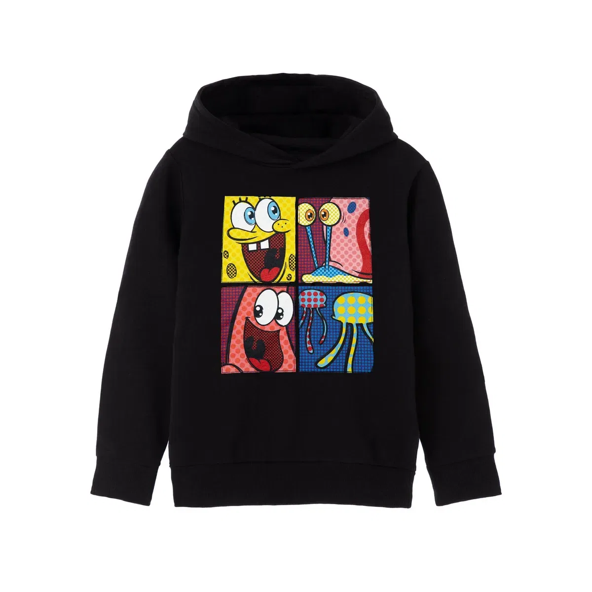 Детское худи с принтом Pop Art Spongebob Squarepants, Black