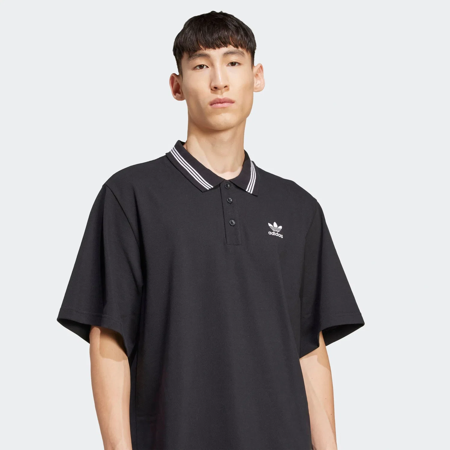 Мужское поло свободного кроя с тремя полосками Adidas Originals, Black/White — фото 3