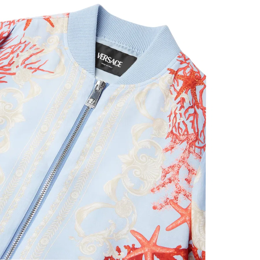 Бомбер с принтом Kids Barocco Sea Young Versace, Blue Hydrangea Coral Bone — фото 3