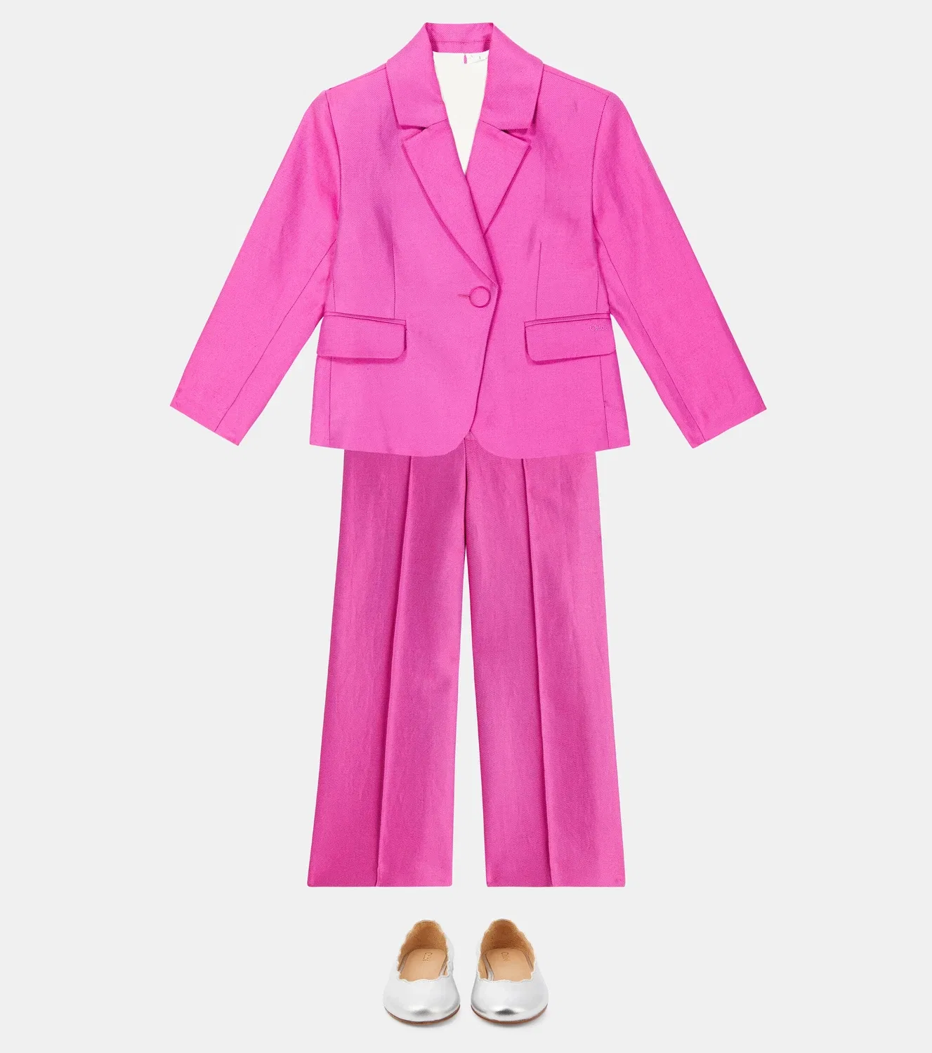 Брюки из льна и хлопка Chloé Kids, розовый — фото 2